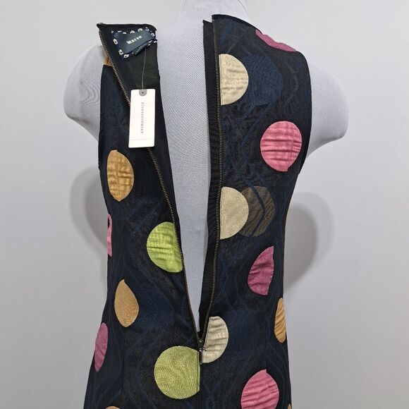 Anthropologie Maeve Tilde Polka Dot Palooza Retro Mod Metallic XS Black Motif NW - Picture 10 of 15